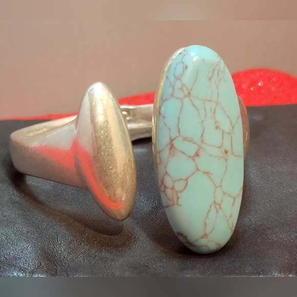 Robert Lee Morris (RLM) Hinged Bangle Soho Turquoise Silver Plate Bracelet - Picture 1 of 13